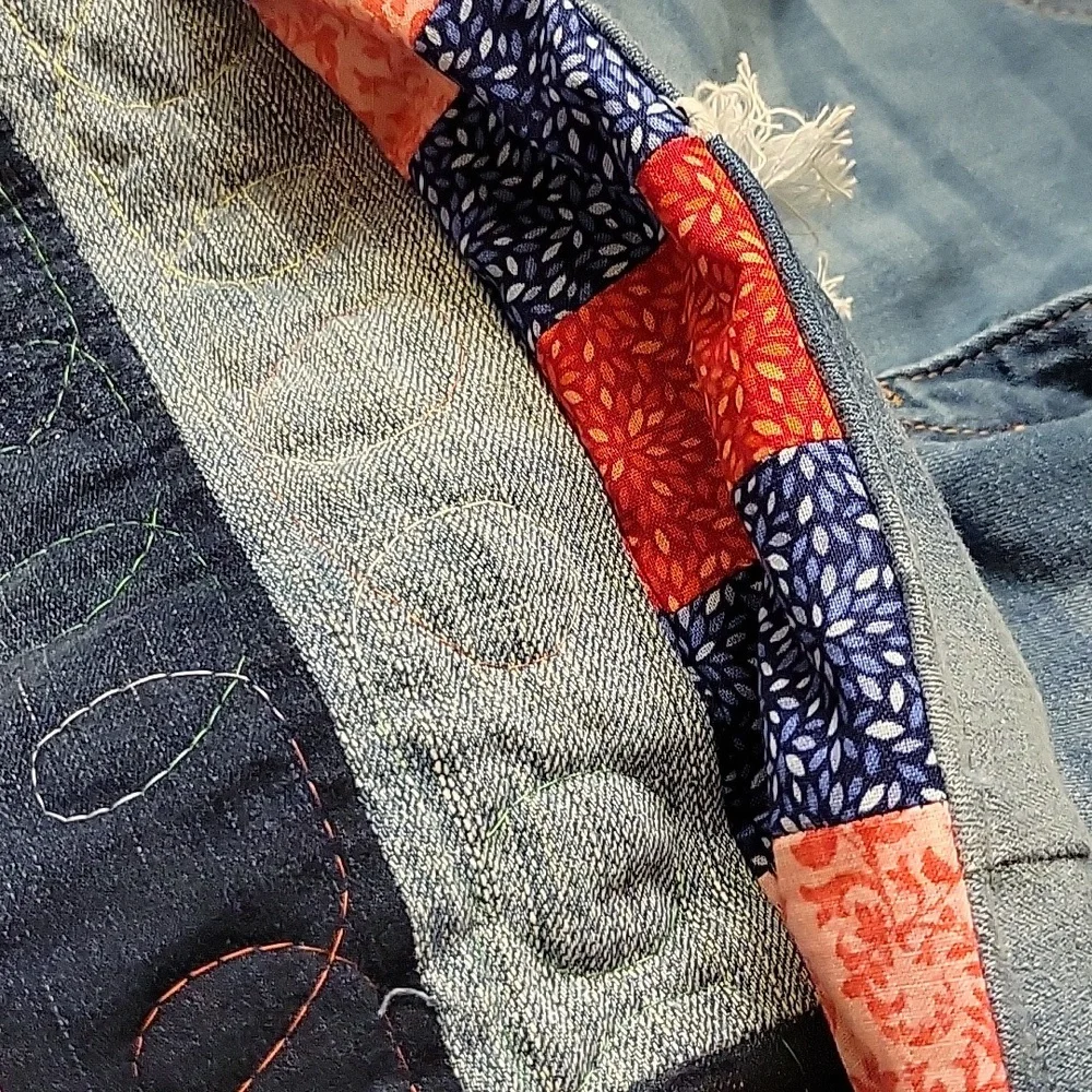 Upcycled Molly Made It Organizer Hand crafted denim & colorful quilted storage